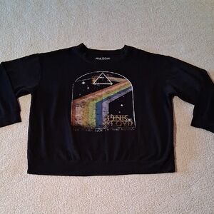 Pink Floyd Black Crewneck Sweatshirt with Rainbow Graphic Large